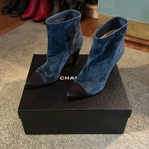Chanel Blue Suede Short Boots